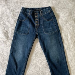 Veronica Beard Arya Cargo Straight High Rise Cropped Bright Blue Jean Sz 28